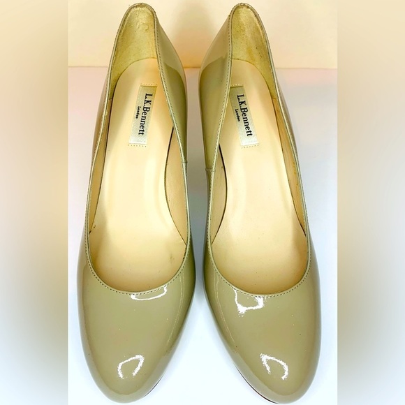 L. K. Bennett Patent Leather Neutral Round Toe 3” Pump ERU SZ 40 US SZ 9! - Picture 3 of 9